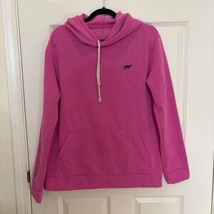Pointer Brand Pink Fleece Pullover Hoodie Sweatshirt Embroidered Logo Mens Large